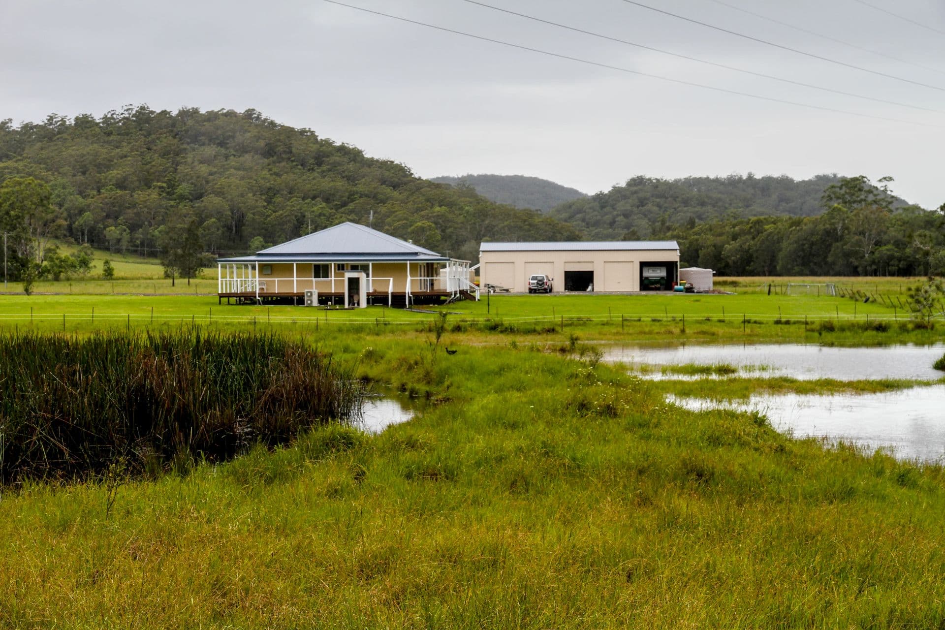 Backyard shed with patio seating